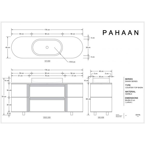 Dimensions of Counter top washbasin made from emrald green marble with vanity storage for great luxury plus functionality