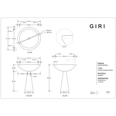 2D image of Marble freestanding basin from dhara series