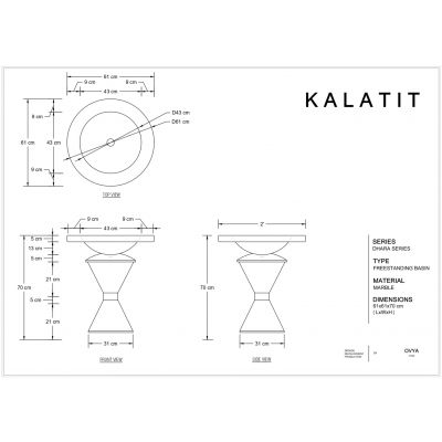 Dimensions of exclusive black marble freestanding basin 