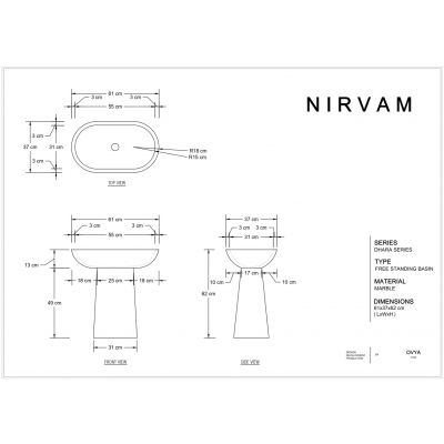 standard dimensions of freestanding basin of rock stone material