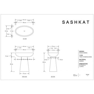 dimensions of sashkat botochino italian marble freestanding washbasin